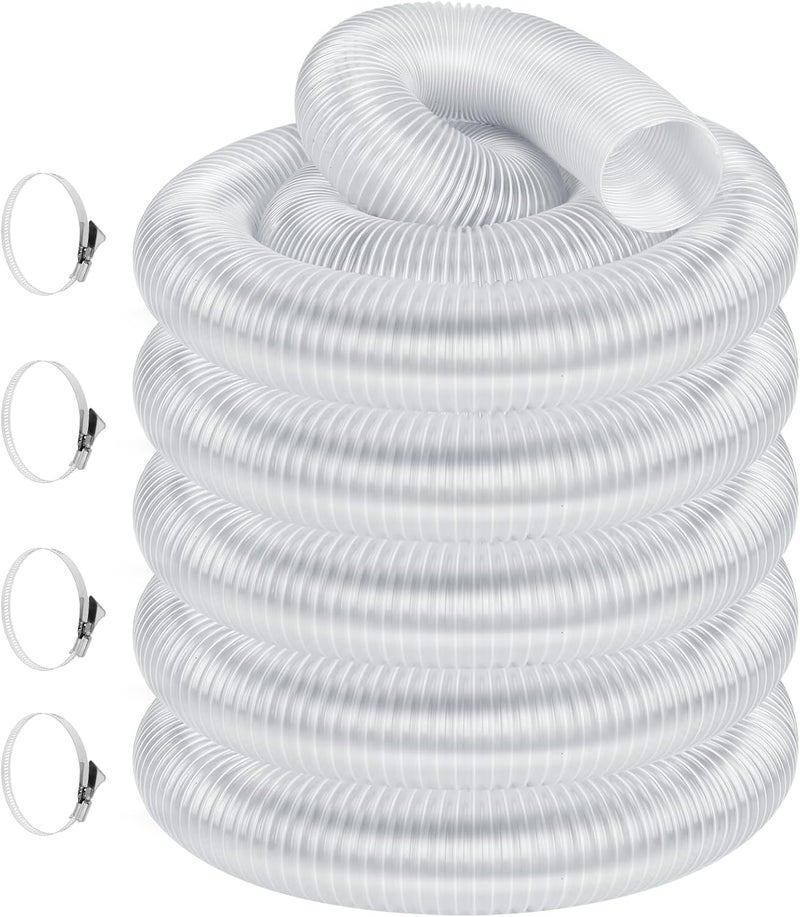 Elecoman 2 1/2" x 50' Heavy PVC Dust Collection Hose,Flexible Clear Debris and Fume Collection Hose with Stainless Steel Hose Clamps for Dust Collectors with 2 1/2" Ports, Ideal for Shop Vacuums - Image 1